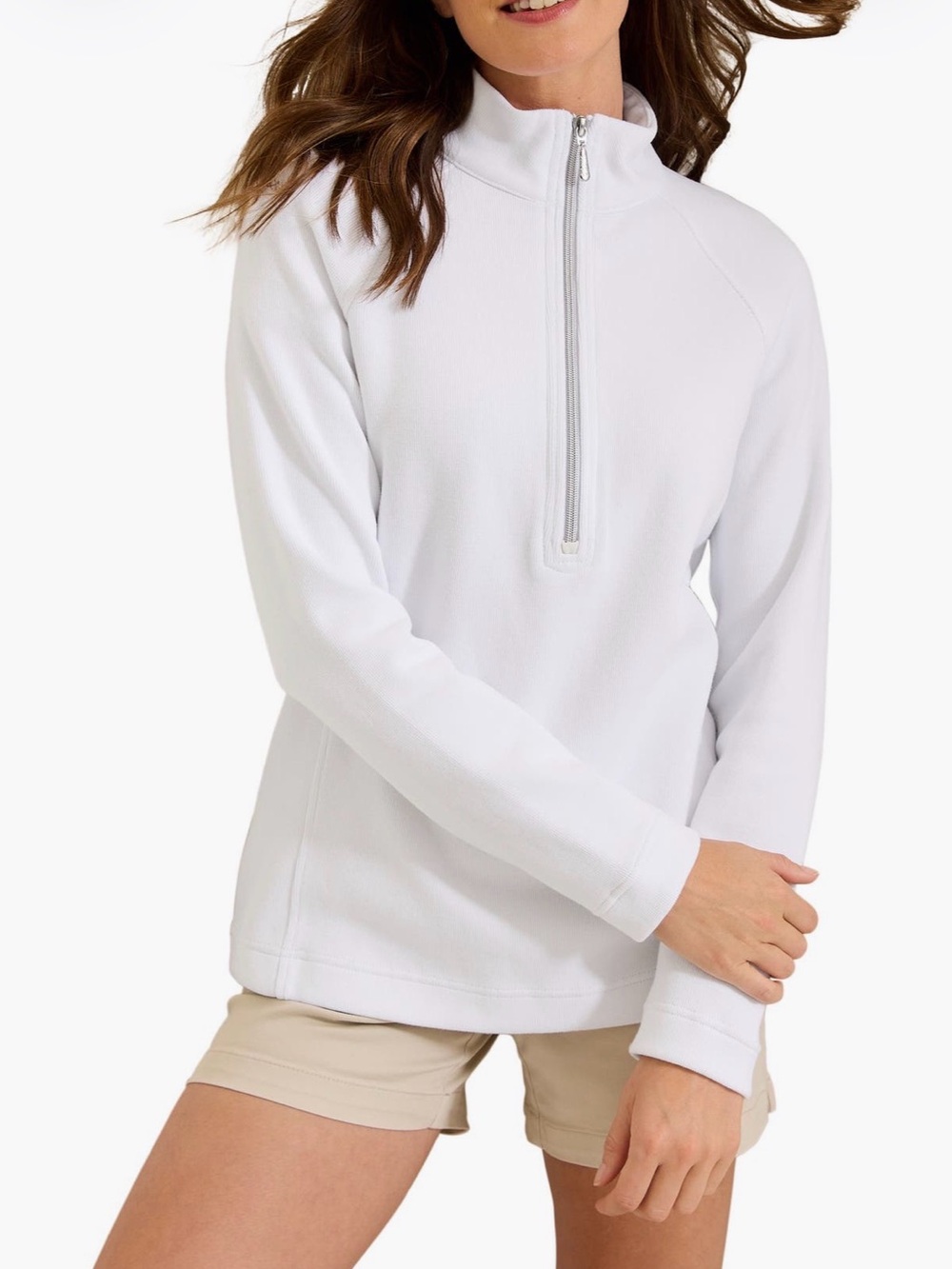 Tommy Bahama New Aruba Stretch Cotton Half-Zip Pullover in White Size XS